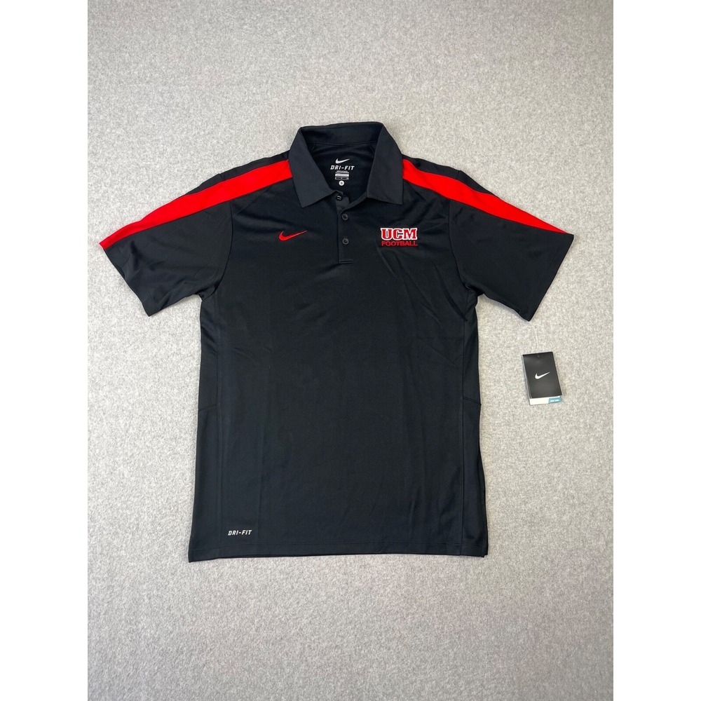 University Of Central Missouri Mules Polo Shirt Mens S Black Nike UCM Football